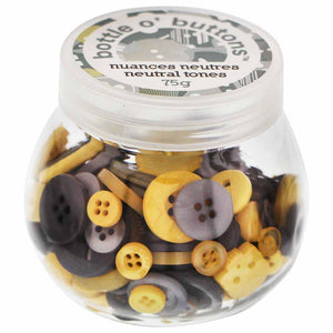 CRAFTING ESSENTIALS Bottle of Buttons - Neutral Tones - 75g (2.6oz)