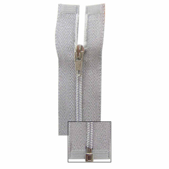 VIZZY Metallic One-Way Separating Zipper 35cm (14″) - Metallic Silver - 1701