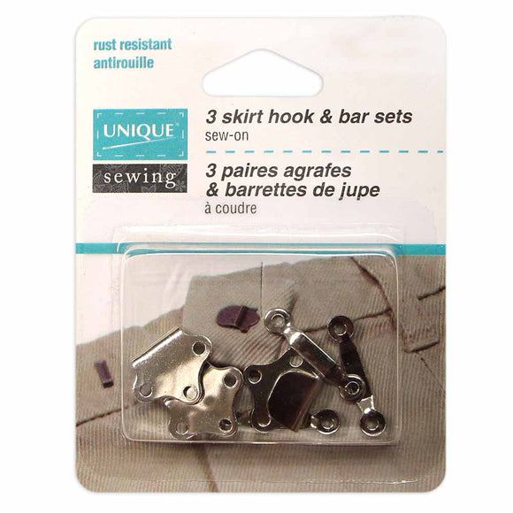 UNIQUE SEWING Skirt Hook & Bar Sets Silver - 3 sets