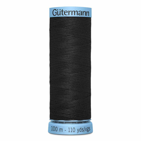 GÜTERMANN 100% Spun Silk Thread 100m - Black