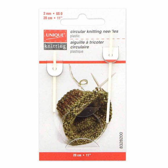 UNIQUE KNITTING Circular Knitting Needles 28cm (11″) Plastic - 2mm/US 0