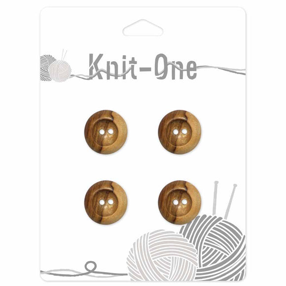 KNIT ONE 2 Hole Wood Button - 18mm (3⁄4″) - Natural